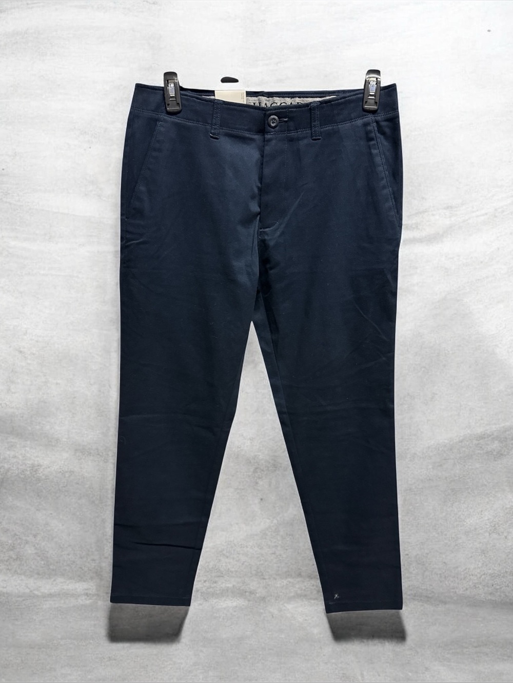 Haggar Men’s Navy Blue Slim Straight Stretch Chino Pants Size 34x32 Flat Front